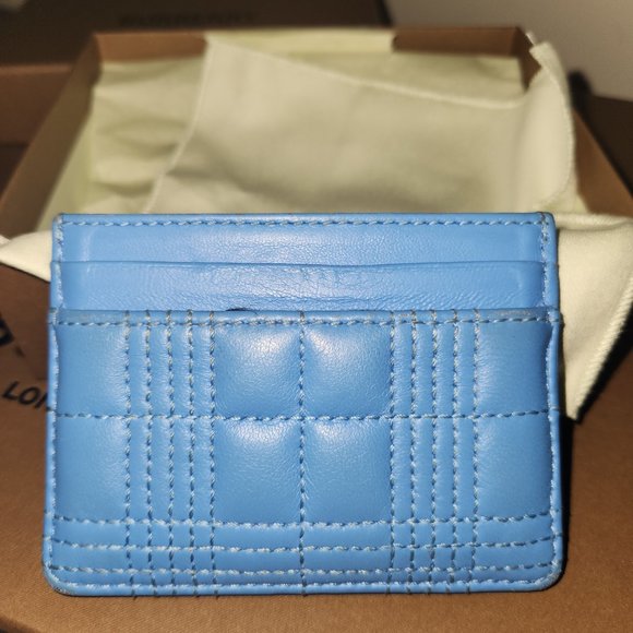 BURBERRY Lola Card Case Bright Sky Blue Quilted Leather Wallet - Picture 7 of 10